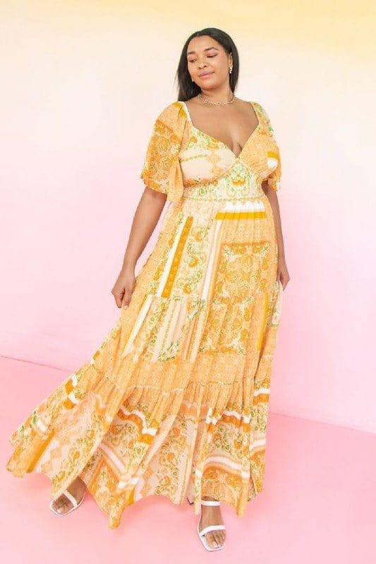 Tightrope- plus size women maxi dress with plunging neckline - Esme and Elodie