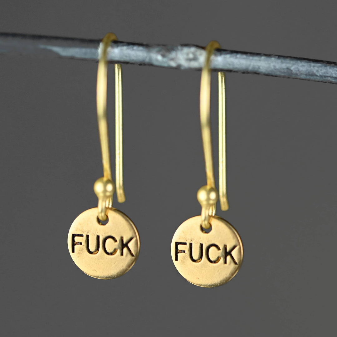 Tiny Fucks Hand Stamped Earrings - Esme and Elodie