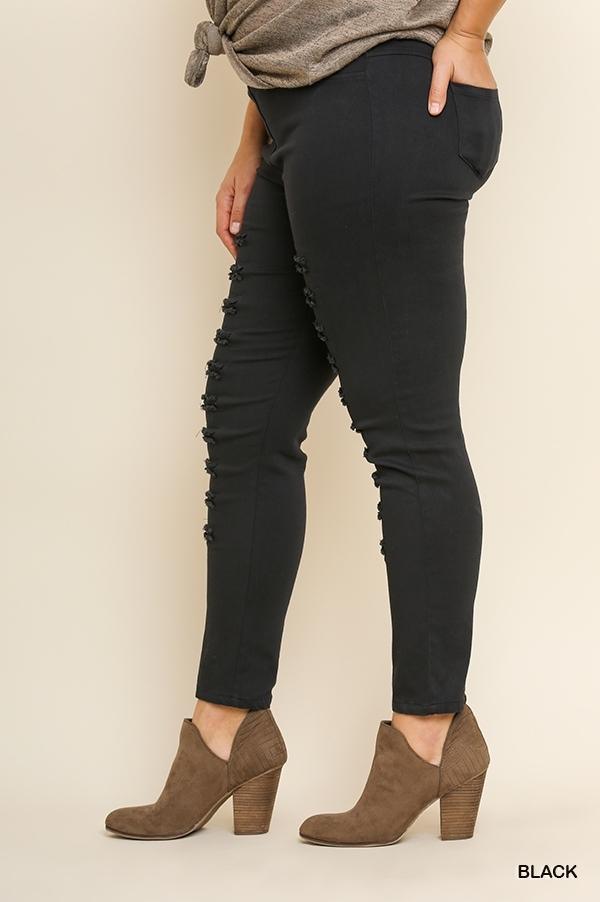 Tokyo Drift- plus size black distressed pants leggings - Esme and Elodie