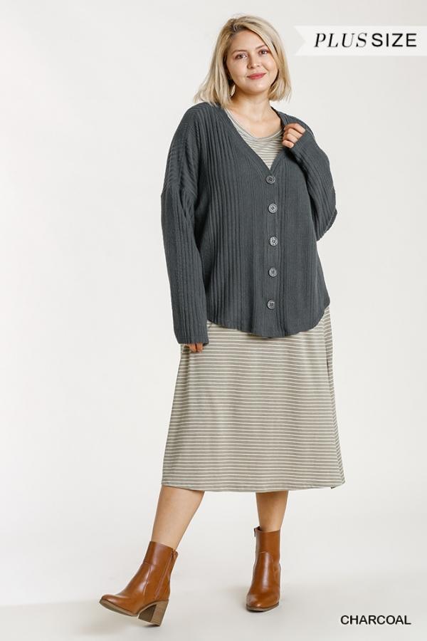 Tread- plus size button down knitted cardigan - Esme and Elodie