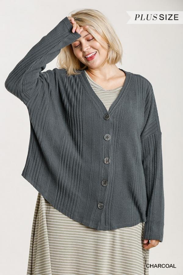 Tread- plus size button down knitted cardigan - Esme and Elodie