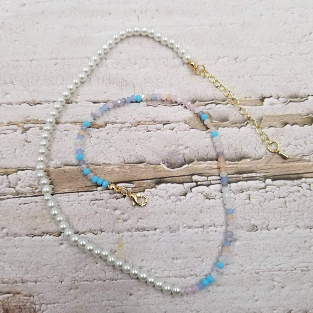 Treasure Wholesale - Handmade Shiny Pearl Crystal Necklace - Esme and Elodie