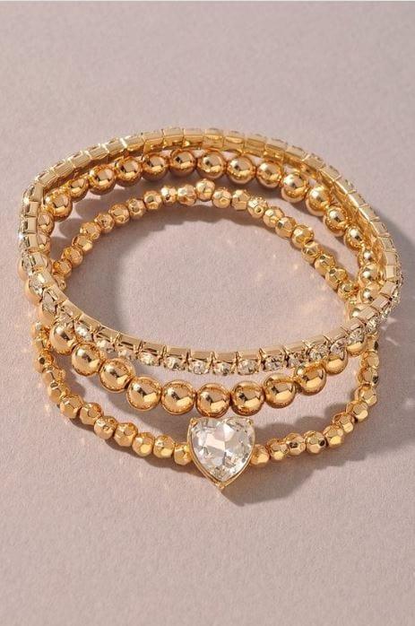 Trio of gold heart bracelets - Esme and Elodie