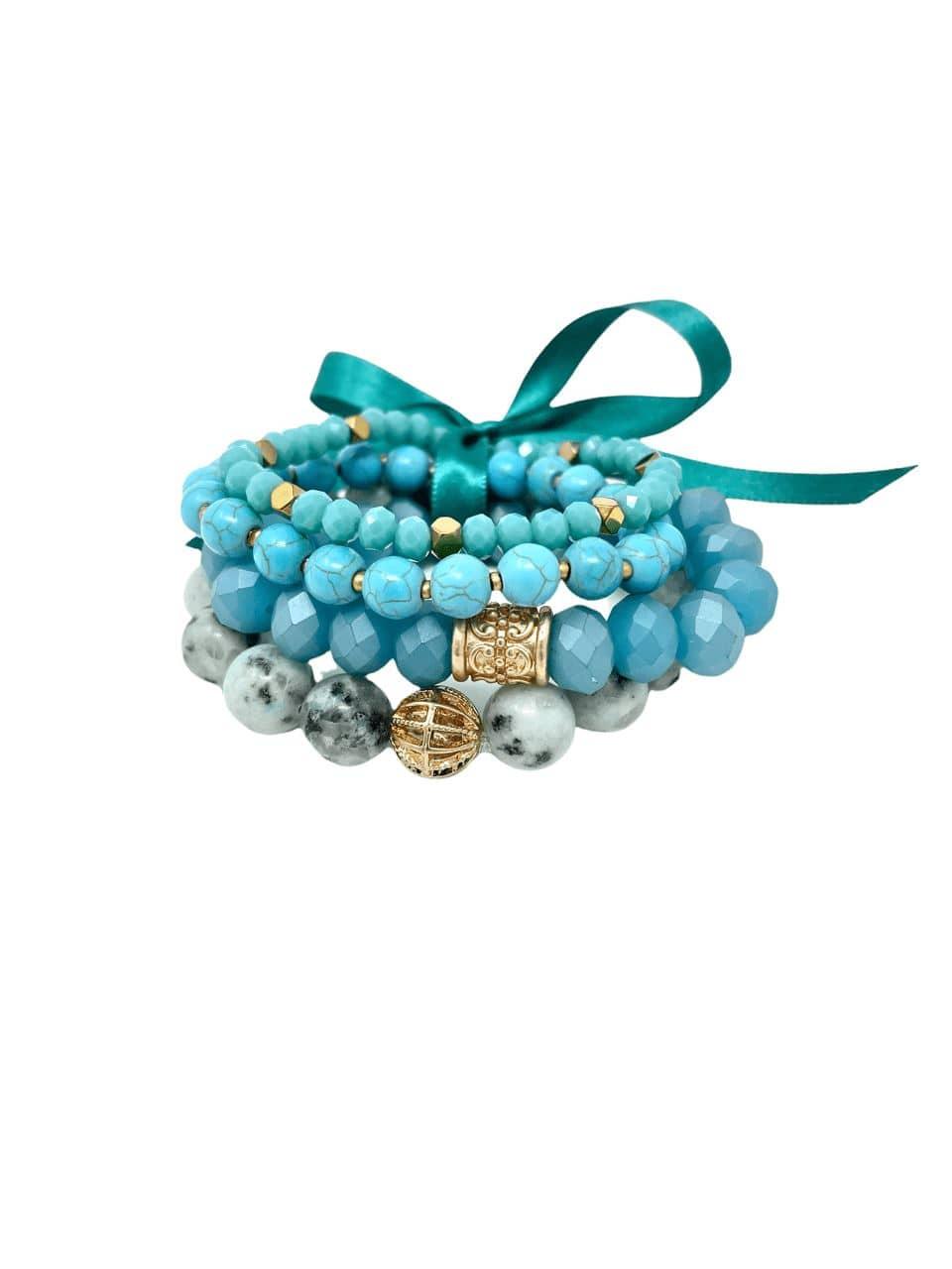 Turquoise & Marbled Stone Bracelet Set - Esme and Elodie
