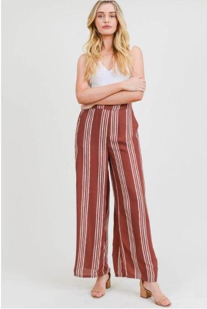 Vintage Stripe- Women's pinstripe pants in canyon - Esme and Elodie
