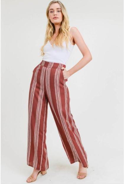 Vintage Stripe- Women's pinstripe pants in canyon - Esme and Elodie
