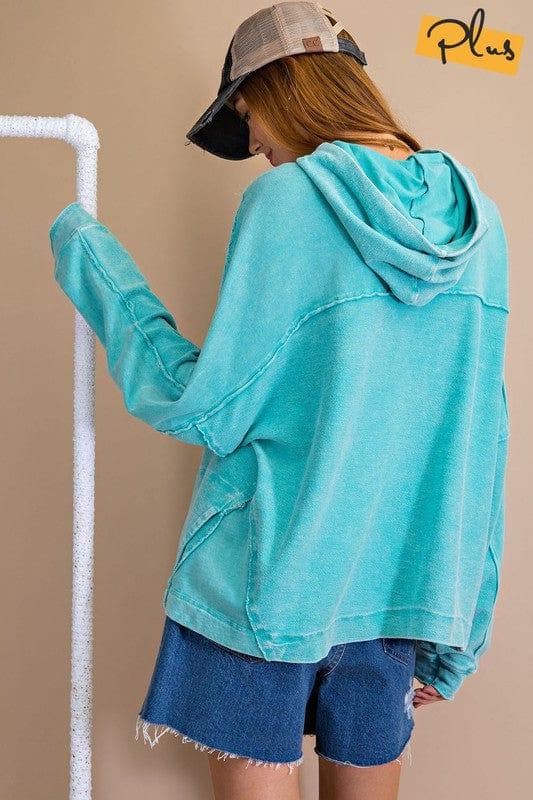 Washed pullover hoodies in Aqua - Esme and Elodie