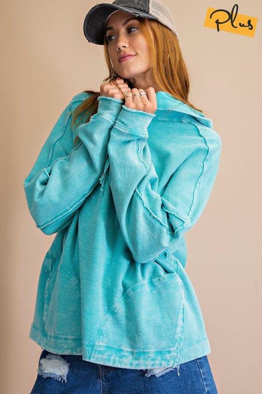 Washed pullover hoodies in Aqua - Esme and Elodie