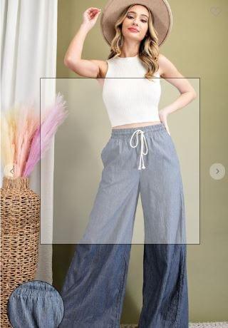 Wide Leg Denim Stripe Jeans - Esme and Elodie