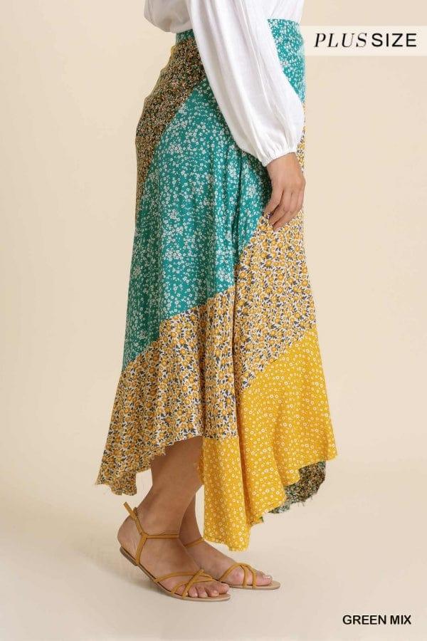 Wild flower farm- plus skirt mixed print skirt - Esme and Elodie