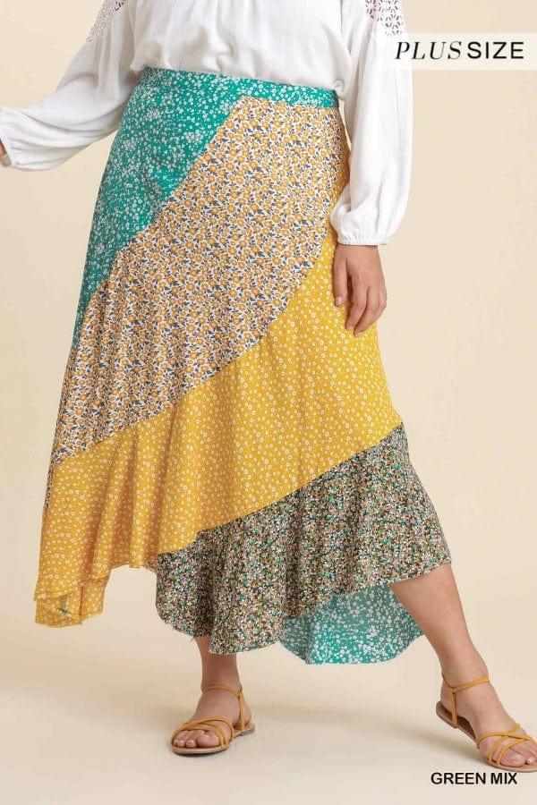 Wild flower farm- plus skirt mixed print skirt - Esme and Elodie