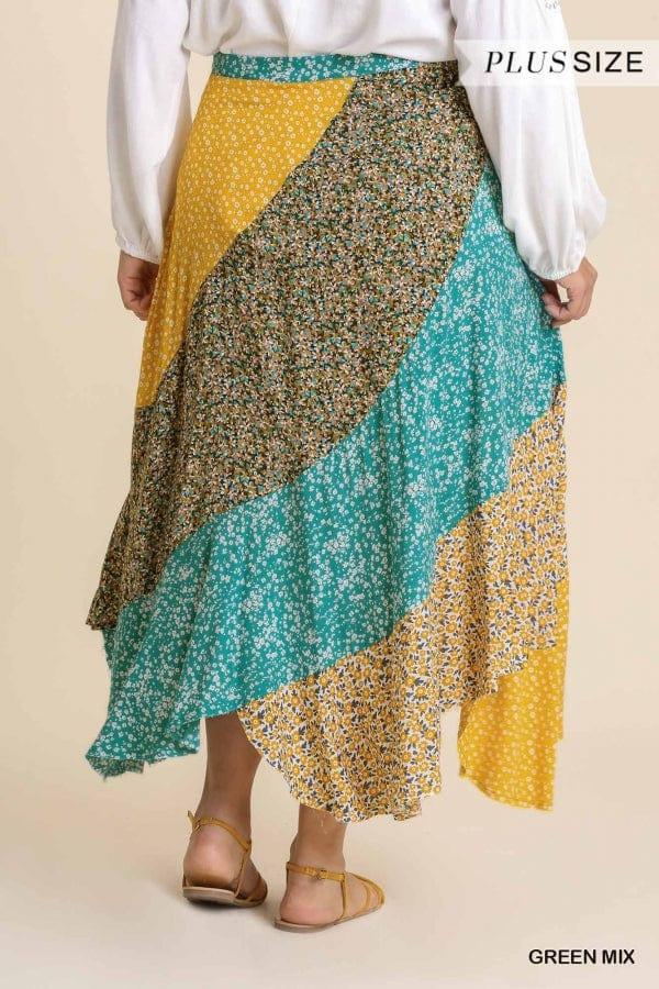 Wild flower farm- plus skirt mixed print skirt - Esme and Elodie