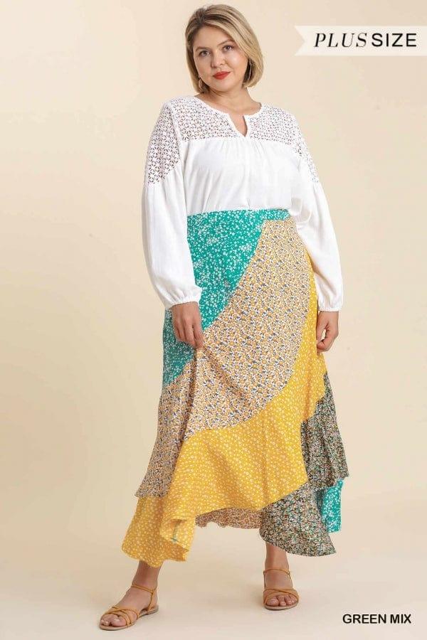 Wild flower farm- plus skirt mixed print skirt - Esme and Elodie