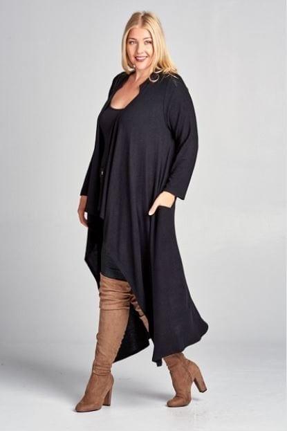 Wild Heart- plus size hacci waterfall cardigan with pockets - Esme and Elodie