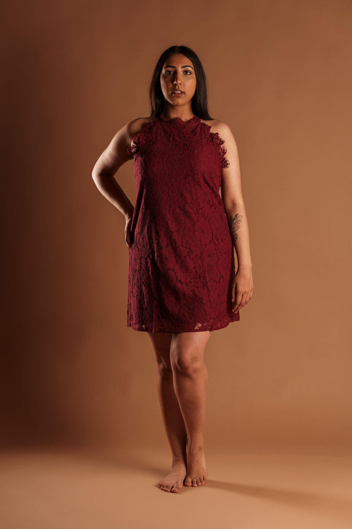 Wine lace sleeveless dress - Esme and Elodie
