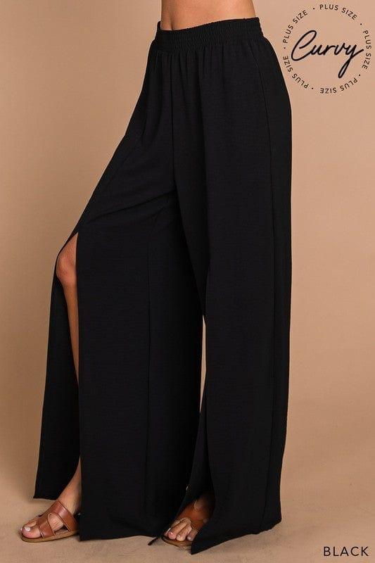 Women front slit air flow pants in black - Esme and Elodie