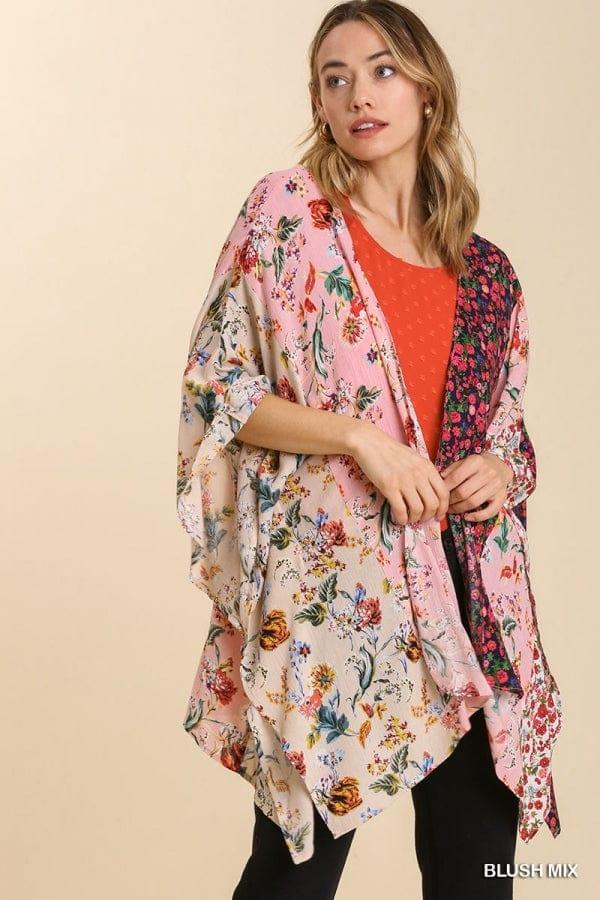 Womens bohemian mixed floral print kimono - Esme and Elodie