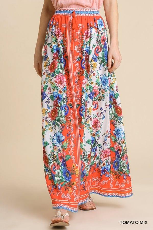 Womens floral scarf vacation maxi skirt - Esme and Elodie