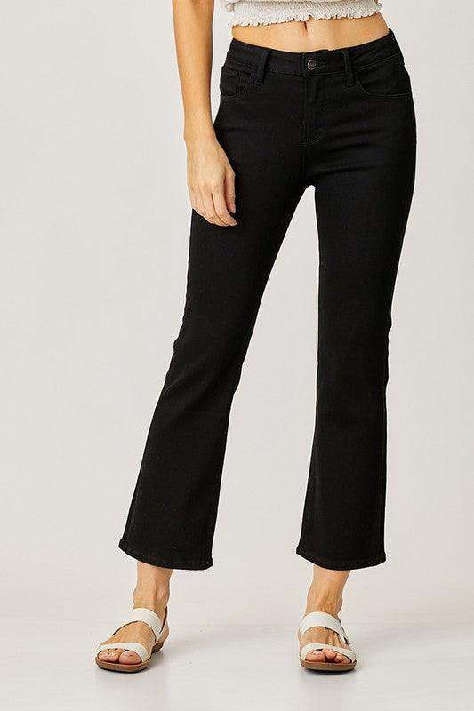 Womens Mid-rise Risen black bootcut jeans non-distressed - Esme and Elodie
