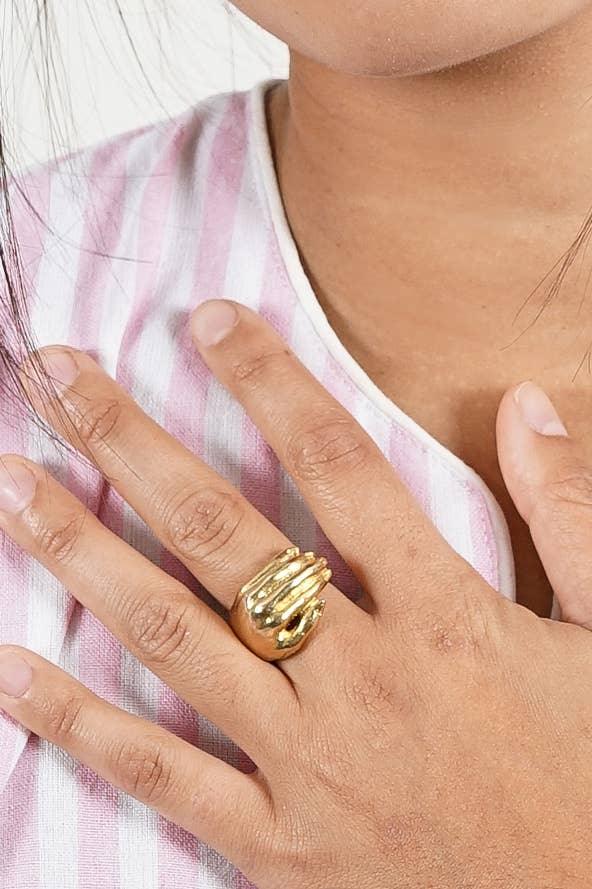 Wrapped Around Your Finger ring - raw brass - Esme and Elodie