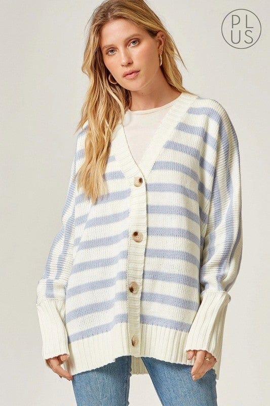 Wrinkle in time- plus size striped oversized cardigan - Esme and Elodie