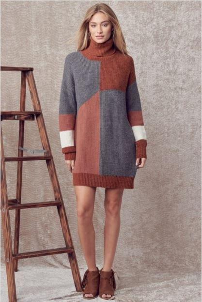 You Oughta Know- womens color block sweater dress - Esme and Elodie