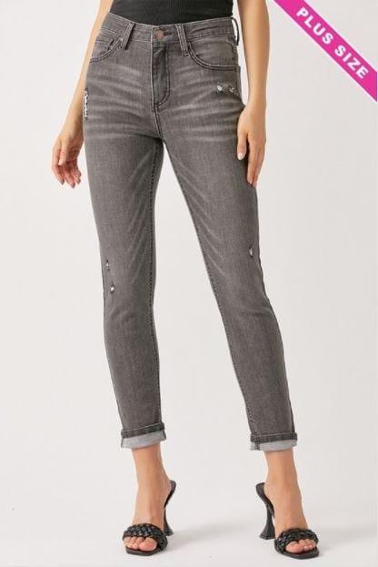 Zenith- plus size women's classic ankle skinny in grey - Esme and Elodie